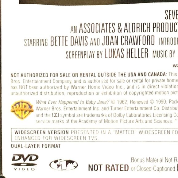 Bette Davis DVDs What Ever Happened to Baby Jane? All About Eve B&W - Picture 7 of 8
